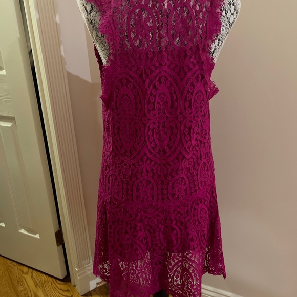 NWT FREE PEOPLE "HEART IN TWO" PINK LACE MINI DRESS XS - Picture 7 of 12